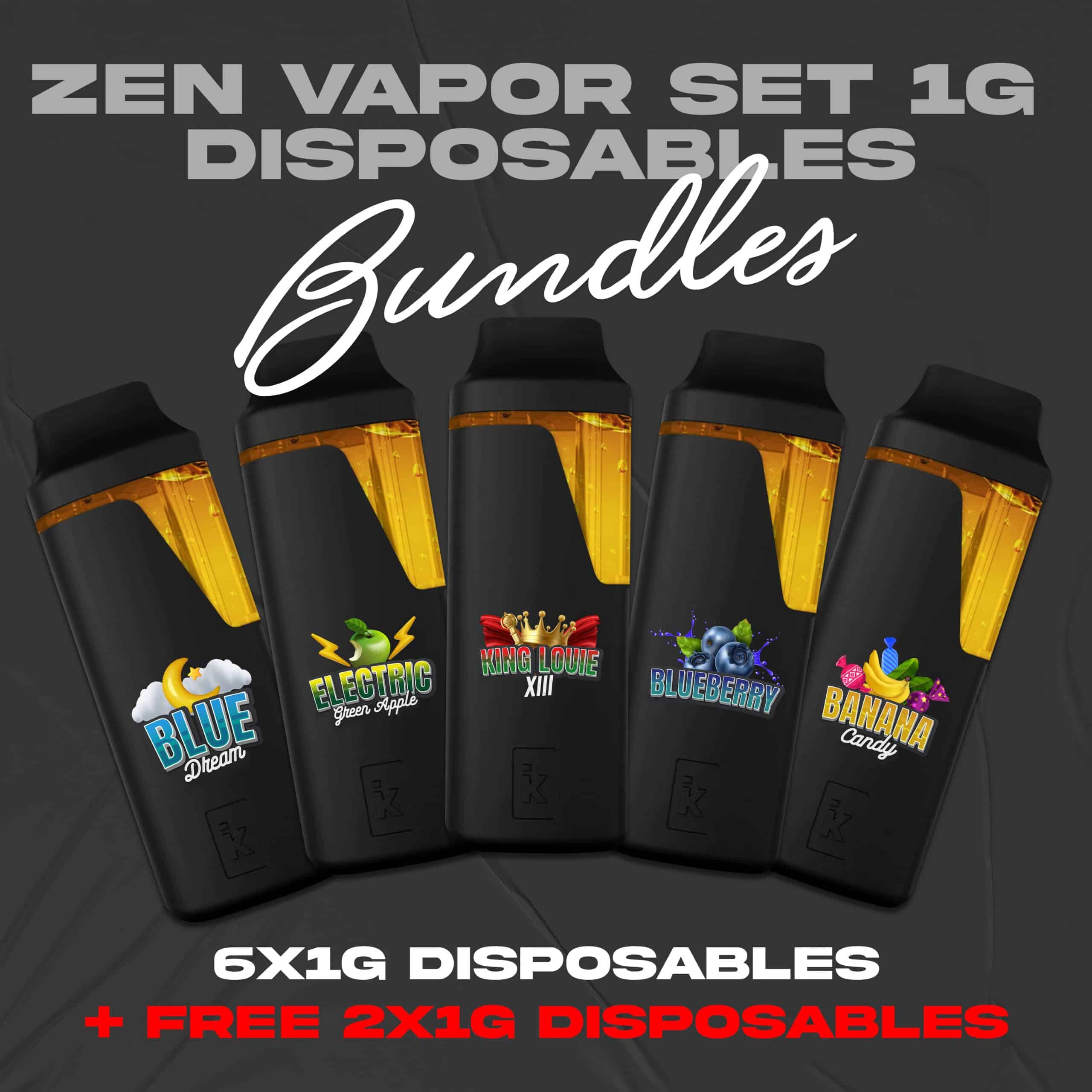 Zen Vapor Set Bundle featuring 1g disposable set for relaxation