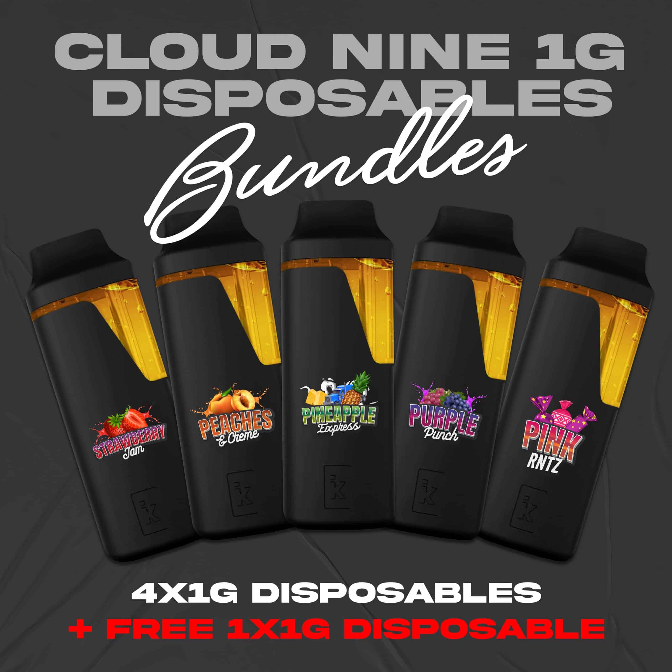 Cloud Nine Disposables Bundle featuring 1g THC vape multi-pack