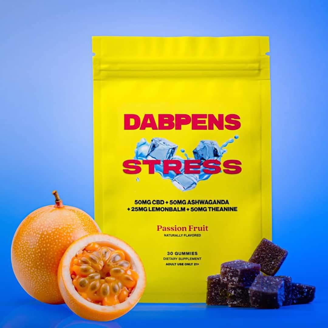 Passionfruit DABPENS Stress Gummies 1500mg CBD for stress relief